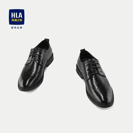 HLA/海澜之家正装皮鞋2023新款圆头系带舒适耐穿时尚质感男鞋商品大图
