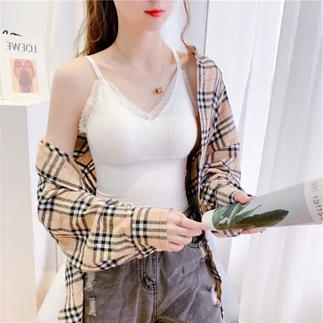 无钢圈美背带胸垫抹胸裹胸内搭别致打底蕾丝花边小吊带背心女上衣图片
