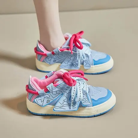 拼色小白鞋夏女款2023新款秋季洋气板鞋小众厚底休闲爆款女鞋子潮图片