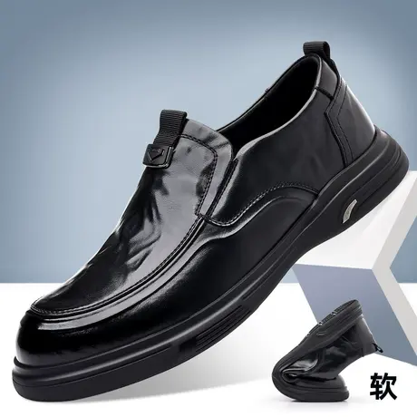 休闲皮鞋男2024春季新款英伦正装商务百搭一脚蹬懒人鞋软底乐福鞋商品大图
