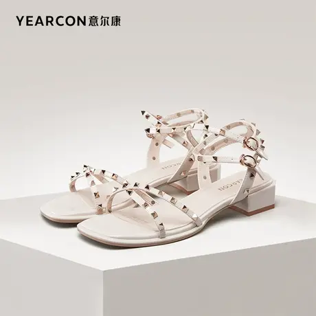 意尔康女鞋官方旗舰店凉鞋女夏季百搭方头outlets图片