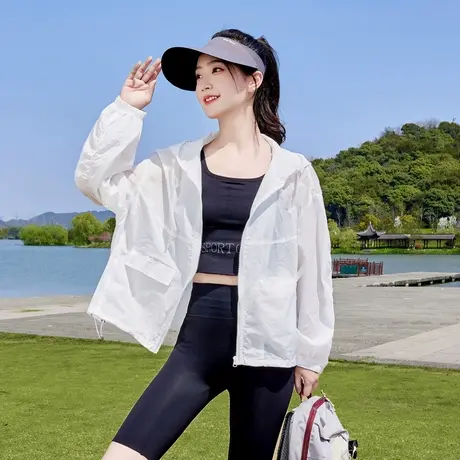 时尚外套夏季新款女连帽百搭纯色简约宽松慵懒薄款上衣图片