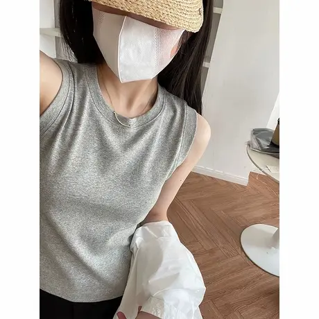 韩系chic甜辣背心吊带女夏季韩版修身内搭外穿打底衫短款无袖上衣图片