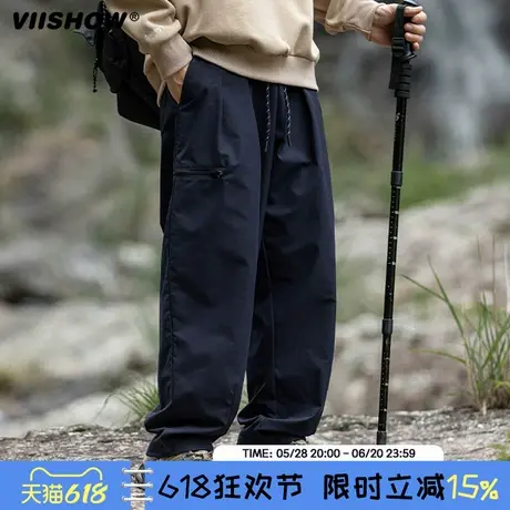 VIISHOW工装裤男日系休闲裤潮牌宽松直筒裤抽绳春秋伞兵机能长裤商品大图