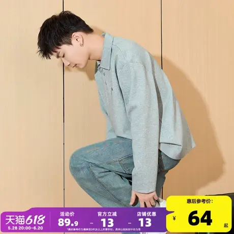 唐狮春男长袖Polo前胸小细节印花翻领长袖polo衫男休闲美式上衣潮图片