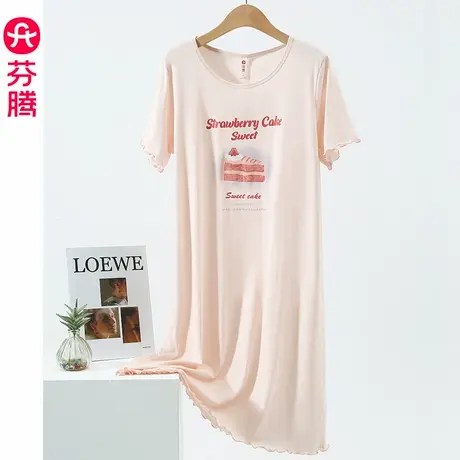 芬腾睡裙女款夏季纯棉短袖连衣裙休闲卡通睡衣女士家居服2024新款商品大图