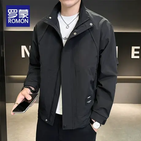 罗蒙男士外套秋冬季2025新款潮牌宽松韩版休闲上衣立领工装夹克男商品大图