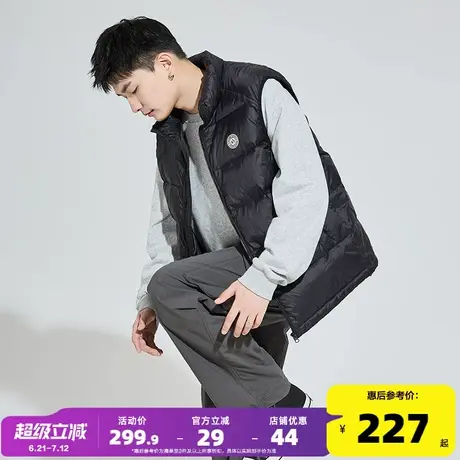 唐狮秋冬季新款保暖马甲男羽绒背心百搭通勤防寒90鸭绒黑色商品大图