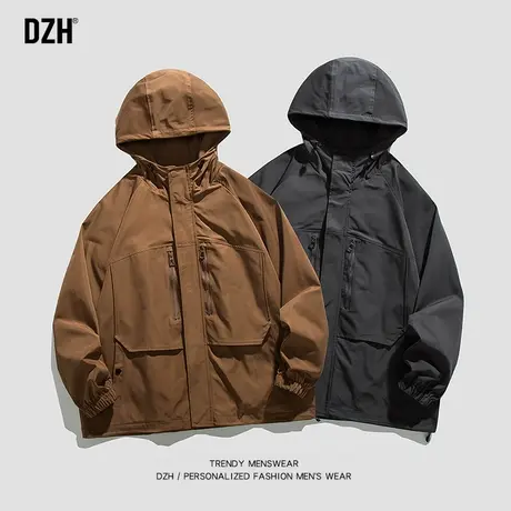 男士冲锋衣连帽外套男春秋款2023年新款户外运动衣服vintage夹克商品大图