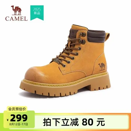 骆驼女鞋2025秋季新款马丁靴厚底户外徒步登山鞋工装短靴马丁靴女商品大图