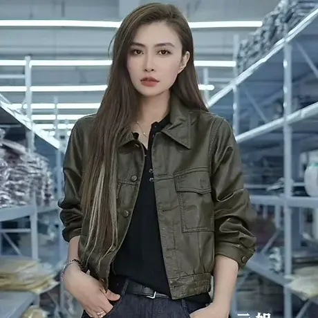 短款高级感皮衣外套女2025秋季新款翻领时尚气质减龄百搭夹克上衣图片