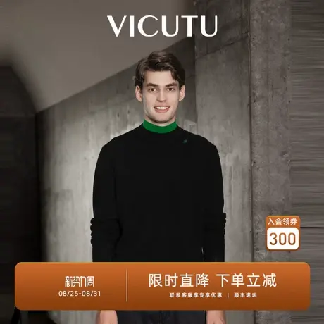 VICUTU威可多男长袖针织衫亲肤舒暖时尚圆领商务通勤休闲百搭毛衣商品大图