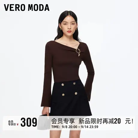Vero Moda短裤2025秋冬新款双排金属扣装饰纯色显瘦裙裤时尚百搭商品大图