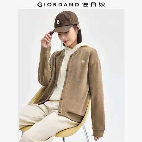佐丹奴外套女装北极熊刺绣棒球领针织卫衣外套 05374883商品大图