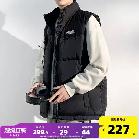 唐狮2024冬季新款保暖马甲男羽绒背心百搭前胸小标羽绒背心立领图片