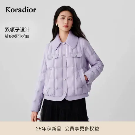 珂莱蒂尔2025冬新款90鹅绒学院风女短款保暖外套轻薄羽绒服商品大图