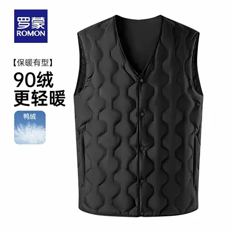 罗蒙男士百搭短款V领羽绒马甲2025冬季新款户外潮流休闲保暖背心商品大图