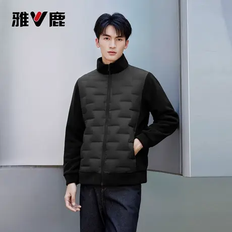 雅鹿运动休闲轻薄羽绒服男款2025秋季新款摇粒绒拼接加绒保暖外套商品大图