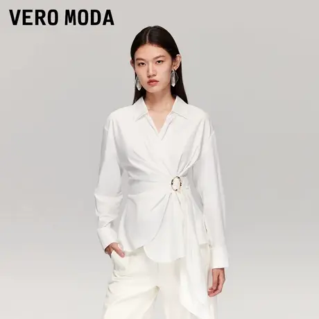 Vero Moda衬衫2025冬季新款含棉金属扣腰带上衣百搭简约325405010商品大图