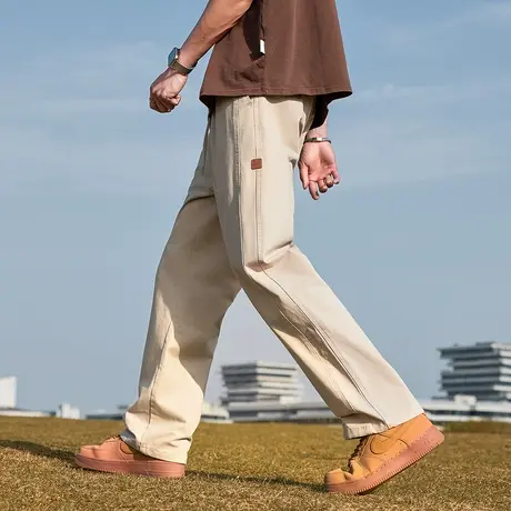 唐狮春季新款男休闲长裤宽松直筒工装裤子潮流简约阔腿裤百搭TD商品大图