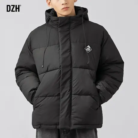 男生黑色连帽棉袄男冬季潮牌pu皮棉服加厚面包服2023新款棉衣外套商品大图