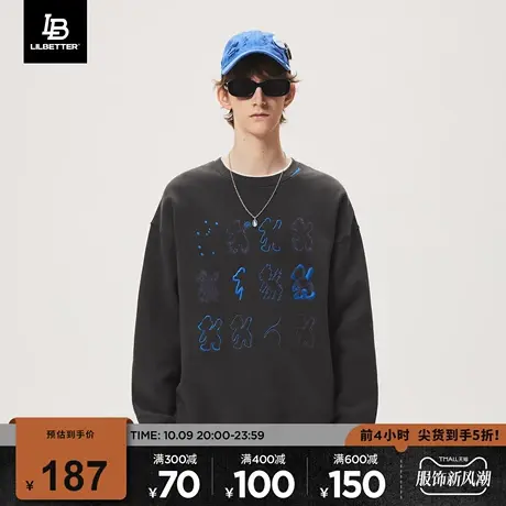 Lilbetter加绒卫衣男冬季外套潮牌男装宽松上衣休闲加厚套头衫LB商品大图