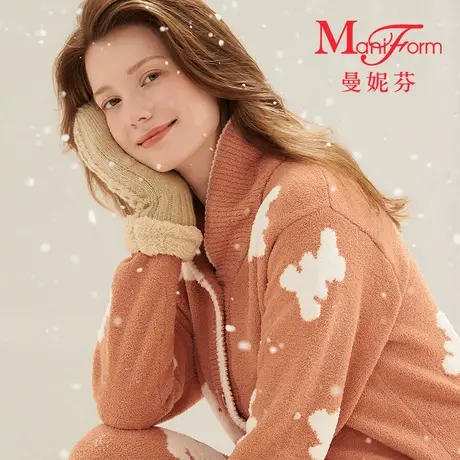 曼妮芬舒适暖绒家居服套装秋冬长袖长裤起居服女睡衣裤20320533商品大图