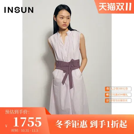 恩裳商场同款时尚气质连衣裙修身束腰设计感小众中长款裙子女图片
