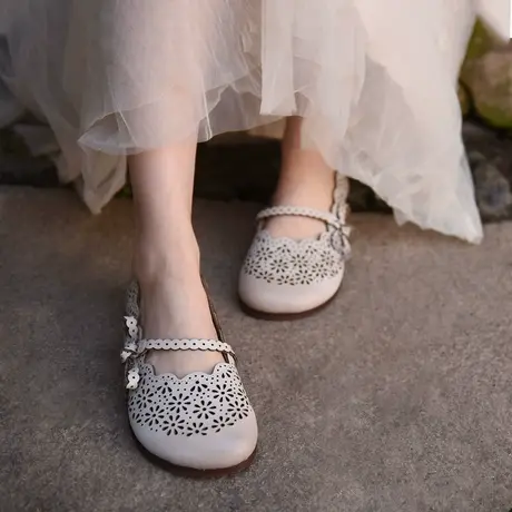 Artmu阿木原创森系蝴蝶结镂空单鞋软底豆豆鞋玛丽珍鞋2023新款商品大图