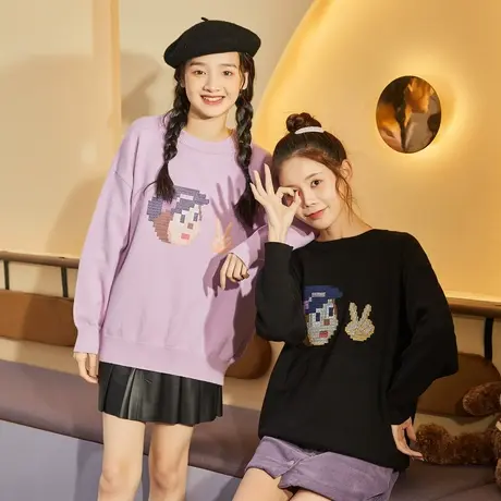 唐狮新款女毛衣日系慵懒风软糯宽松闺蜜外穿设计感小众毛线衫图片