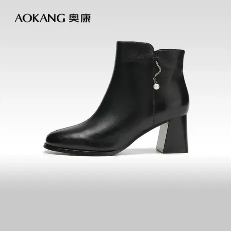 【门店发货】奥康女鞋 2023冬季新款经典简约时装靴珍珠装饰时尚商品大图