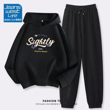 真维斯LIFE运动套装女2023新款小个子美式休闲今年流行卫衣套装女商品大图