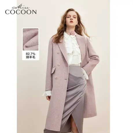 MISSCOCOON千金玛德琳羊毛双面呢女装2023秋冬新款小香风毛呢外套图片