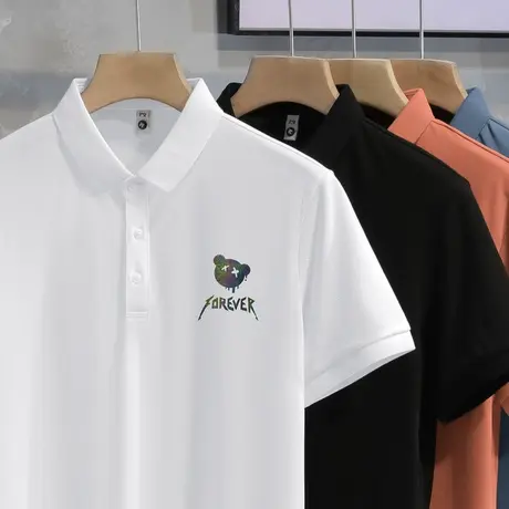 翻领t恤男士polo衫短袖夏季保罗有领冰丝凉感半袖潮牌小熊体恤衫商品大图