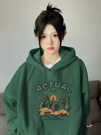 多巴胺秋季穿搭卫衣女2023年新款春秋季美式复古女生带帽外套上衣商品大图