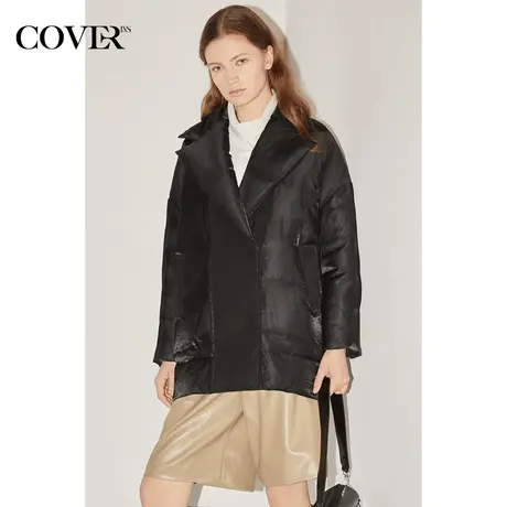COVER冬季一手长亮丝设计白鸭绒羽绒服图片
