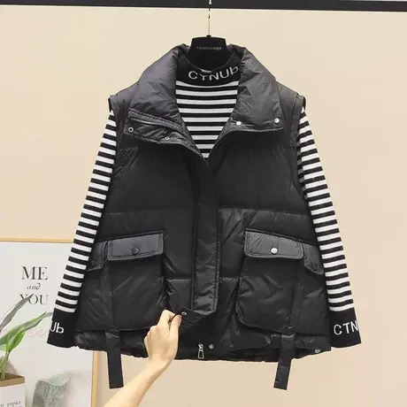 2023秋冬新款羽绒棉马甲外套女韩版短款翻领宽松休闲无袖背心马夹图片