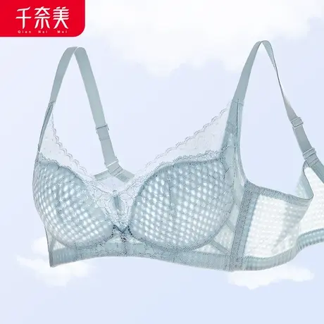千奈美大胸显小胸内衣女薄款夏季透气洞洞杯无钢圈聚拢防下垂文胸商品大图
