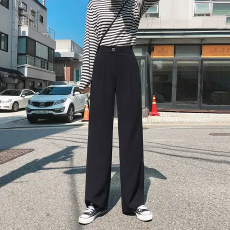 阔腿裤女高腰垂感2024年秋装新款韩版超火cec直筒宽松拖地西装裤图片