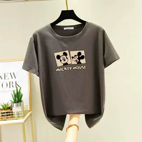 夏装女士纯棉短袖t恤宽松大码半袖休闲韩版上衣2022年新款内搭潮图片