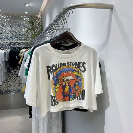 短袖t恤女2021夏季新款韩版ins潮字母印花宽松短款百搭时髦上衣服商品大图