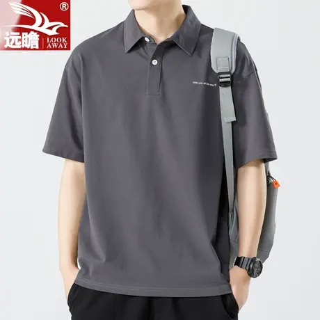 男生POLO衫男士短袖t恤夏季薄款潮流翻领高级感宽松休闲上衣体恤商品大图