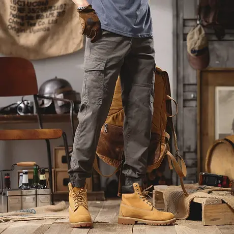 Modi Nick/摩帝尼克工装裤休闲裤子男款复古束脚裤大码纯色直筒男商品大图