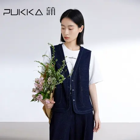蒲PUKKA 原创设计牛仔棉马甲女2024春装新品百搭显瘦马夹外套商品大图