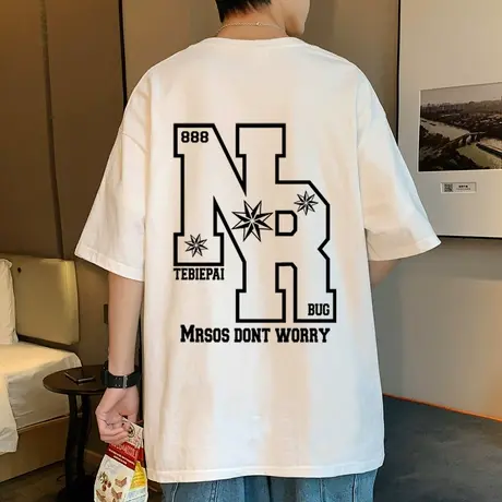 夏季短袖T恤男潮牌ins重磅纯棉半袖2023新款男装上衣美式高街体恤商品大图