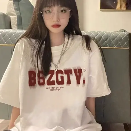 纯棉重磅设计感短袖t恤女夏季新款小众潮牌原创宽松半袖上衣大码商品大图