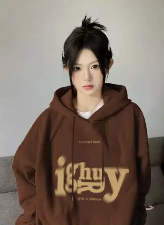 美式复古连帽卫衣女春秋季薄款宽松oversize潮牌高级感慵懒风外套图片