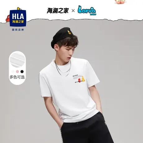 HLA/海澜之家【爆笑虫子联名】短袖T恤2023夏新款圆领情侣短t男女图片