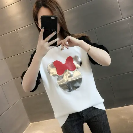 女装2023年新款秋季秋装纯棉短袖T恤宽松上衣服设计感打底衫爆款商品大图