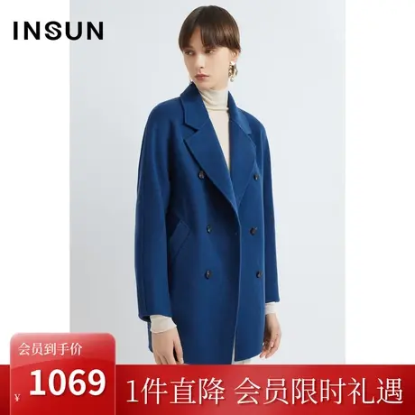 恩裳2022冬舒适羊毛双面呢保暖弹性干练通勤毛呢外套商品大图